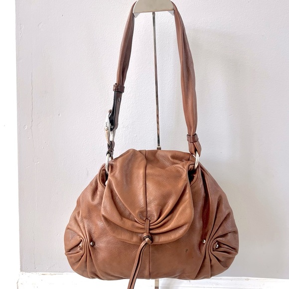 YSL Yves Saint Laurent Mamounia Sac Brown Leather Shoulder Pleated Hobo Bag - Picture 1 of 17